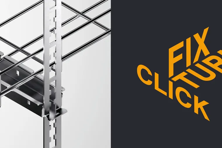 Kabelrinne mit MagicFix-Halter an einer Deckenkonstruktion